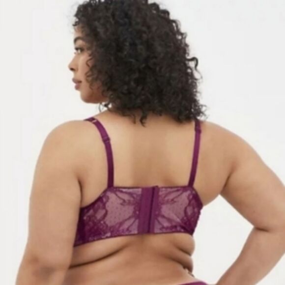 Torrid Plum Caspia Dot Lace Longline Underwire Bra Plussize 1X NWT - Picture 6 of 8